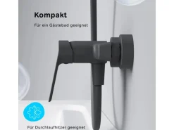 AM.PM Einhebel-Duscharmatur Gem Brausearmatur aus Messing, Brausebatterie Wasserhahn Bad FTA20022 Schwarz