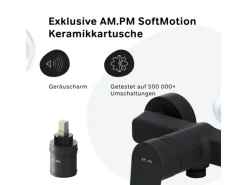 AM.PM Einhebel-Duscharmatur Gem Brausearmatur aus Messing, Brausebatterie Wasserhahn Bad FTA20022 Schwarz