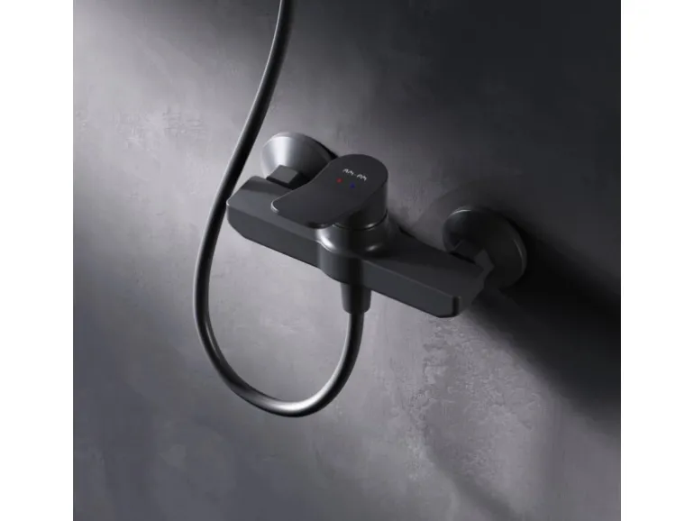 AM.PM Einhebel-Duscharmatur Hit Brausearmatur aus Messing, Mischbatterie Brausebatterie Wasserhahn Bad FXA20022 Schwarz