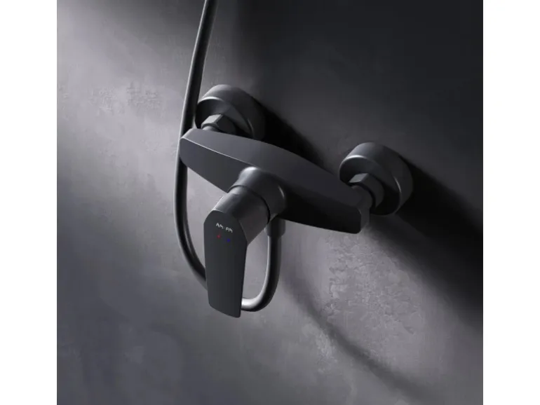 AM.PM Einhebel-Duscharmatur Gem Brausearmatur aus Messing, Brausebatterie, Wasserhahn Bad FGA20022 Schwarz