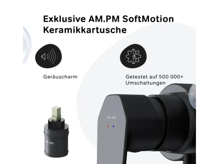 AM.PM Einhebel-Duscharmatur Gem Brausearmatur aus Messing, Brausebatterie, Wasserhahn Bad FGA20022 Schwarz