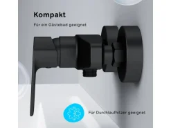 AM.PM Einhebel-Duscharmatur Gem Brausearmatur aus Messing, Brausebatterie, Wasserhahn Bad FGA20022 Schwarz