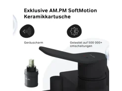 AM.PM Einhebel-Wannenarmatur / Brausearmatur,  Wasserhahn Bad, Wannenbatterie FXA10022 X-Joy Aufputz Schwarz