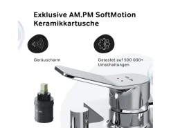 AM.PM Einhebel-Wannenarmatur / Brausearmatur,  Wasserhahn Bad, Wannenbatterie FXA10000 X-Joy Aufputz Chrom
