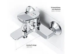 AM.PM Einhebel-Wannenarmatur / Brausearmatur,  Wasserhahn Bad, Wannenbatterie FXA10000 X-Joy Aufputz Chrom