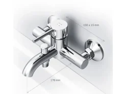 AM.PM Einhebel-Wannenarmatur / Brausearmatur,  Wasserhahn Bad, Wannenbatterie FPA10000 Spike Aufputz Chrom