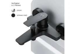 AM.PM Einhebel-Wannenarmatur / Brausearmatur,  Wasserhahn Bad, Wannenbatterie FGA10022 Gem Aufputz Schwarz