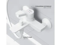 AM.PM Einhebel-Wannenarmatur / Brausearmatur , Wasserhahn Bad Wannenbatterie FXB10033 X-Joy S Aufputz Weiß