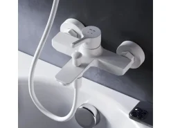 AM.PM Einhebel-Wannenarmatur / Brausearmatur , Wasserhahn Bad Wannenbatterie FXB10033 X-Joy S Aufputz Weiß