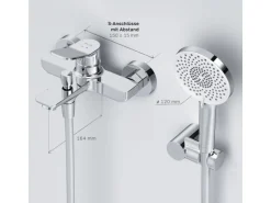 AM.PM Einhebel-Wannenarmatur mit Handbrause und Halter X-Joy Aufputz
