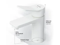 AM.PM Einhebel-Waschtischarmatur X-Joy Wasserhahn Bad aus Messing, Waschbecken Armatur, Mischbatterie FXA02133 Weiß