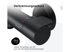 AM.PM Thermostat Duscharmatur X-Joy Brausearmatur aus Messing, Mischbatterie Duschthermostat FXA40022 Schwarz