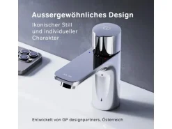 AM.PM TouchReel Waschtischarmatur, Wasserhahn Bad aus Messing, Waschbecken Armatur, Mischbatterie X-Joy FXT02500 Chrom