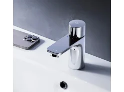 AM.PM TouchReel Waschtischarmatur, Wasserhahn Bad aus Messing, Waschbecken Armatur, Mischbatterie X-Joy FXT02500 Chrom