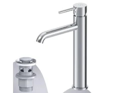 AM.PM Waschtischarmatur Hoch mit Klick-Ablaufgarnitur Spike Wasserhahn Bad, Mischbatterie FPA92200 Chrom