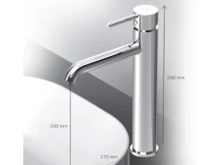 AM.PM Waschtischarmatur Hoch mit Klick-Ablaufgarnitur Spike Wasserhahn Bad, Mischbatterie FPA92200 Chrom