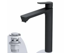 AM.PM Waschtischarmatur Hoch mit Klick-Ablaufgarnitur Hit Wasserhahn Bad, Mischbatterie FTA92222 Schwarz