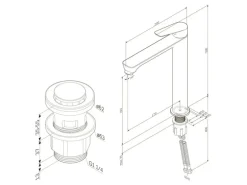AM.PM Waschtischarmatur Hoch mit Klick-Ablaufgarnitur Hit Wasserhahn Bad, Mischbatterie FTA92222 Schwarz