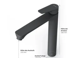 AM.PM Waschtischarmatur Hoch mit Klick-Ablaufgarnitur Hit Wasserhahn Bad, Mischbatterie FTA92222 Schwarz