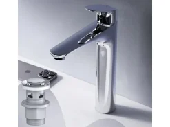 AM.PM Waschtischarmatur Hoch mit Klick-Ablauf Like Wasserhahn Bad, Waschbecken Armatur, Mischbatterie FLA92200  Chrom