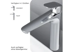 AM.PM Waschtischarmatur Hoch mit Klick-Ablauf Like Wasserhahn Bad, Waschbecken Armatur, Mischbatterie FLA92200  Chrom