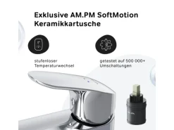 AM.PM Waschtischarmatur Hoch mit Klick-Ablauf Like Wasserhahn Bad, Waschbecken Armatur, Mischbatterie FLA92200  Chrom