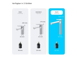 AM.PM Waschtischarmatur Hoch mit Klick-Ablaufgarnitur Hit Wasserhahn Bad, Mischbatterie FTA92200 Chrom