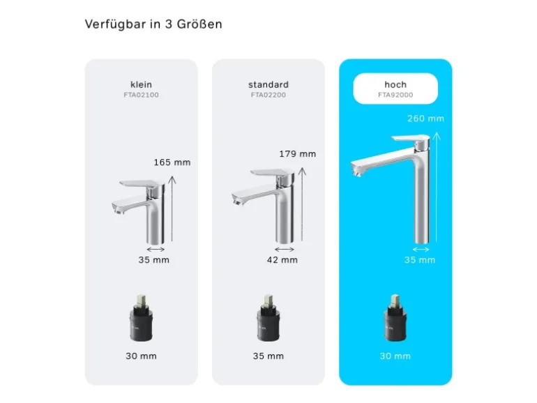 AM.PM Waschtischarmatur Hoch mit Klick-Ablaufgarnitur Hit Wasserhahn Bad, Mischbatterie FTA92200 Chrom