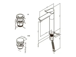 AM.PM Waschtischarmatur Hoch mit Klick-Ablaufgarnitur, Waschbecken Armatur, Mischbatterie FXA92222 X-Joy Schwarz