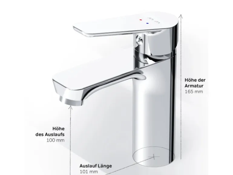 AM.PM Waschtischarmatur mit Klick-Ablaufgarnitur, Waschbecken Armatur, Mischbatterie FTA82100 Hit S-Größe Chrom