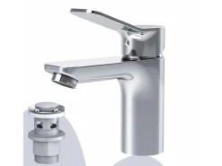 AM.PM Waschtischarmatur mit Klick-Ablauf, Waschbecken Armatur, Mischbatterie FXA82100 X-Joy Wasserhahn Bad Chrom