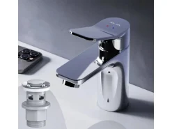 AM.PM Waschtischarmatur mit Klick-Ablauf, Waschbecken Armatur, Mischbatterie FXA82100 X-Joy Wasserhahn Bad Chrom