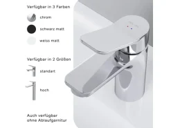 AM.PM Waschtischarmatur mit Klick-Ablauf, Waschbecken Armatur, Mischbatterie FXA82100 X-Joy Wasserhahn Bad Chrom