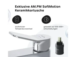 AM.PM Waschtischarmatur mit Klick-Ablauf, Waschbecken Armatur, Mischbatterie FXA82100 X-Joy Wasserhahn Bad Chrom
