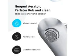 AM.PM Waschtischarmatur mit Klick-Ablaufgarnitur Like Wasserhahn Bad, Waschbecken Armatur, Mischbatterie FLA82100 Chrom