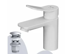 AM.PM Waschtischarmatur mit Klick-Ablaufgarnitur, Waschbecken Armatur, Mischbatterie FXA82133 X-Joy Wasserhahn Bad Weiß