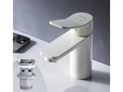 AM.PM Waschtischarmatur mit Klick-Ablaufgarnitur, Waschbecken Armatur, Mischbatterie FXA82133 X-Joy Wasserhahn Bad Weiß