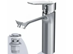 AM.PM Waschtischarmatur mit Klick-Ablaufgarnitur, Waschbecken Armatur, Mischbatterie FTA82200 Hit M-Größe Chrom