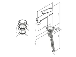 AM.PM Waschtischarmatur mit Klick-Ablaufgarnitur, Waschbecken Armatur, Mischbatterie FTA82200 Hit M-Größe Chrom