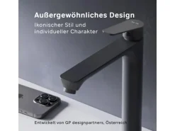 AM.PM Waschtischarmatur mit hohem Auslauf Hit Wasserhahn Bad aus Messing, Mischbatterie FTA92022 Schwarz