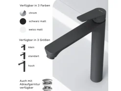 AM.PM Waschtischarmatur mit hohem Auslauf Hit Wasserhahn Bad aus Messing, Mischbatterie FTA92022 Schwarz