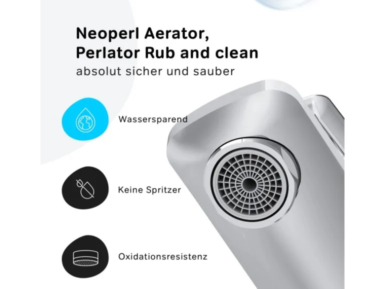 AM.PM Waschtischarmatur mit Klick-Ablaufgarnitur Gem Wasserhahn Bad, Mischbatterie FGA82100 Chrom