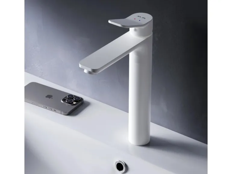 AM.PM Waschtischarmatur mit hohem Auslauf, Waschbecken Armatur, Mischbatterie FXA92033 X-Joy Wasserhahn Bad Weiß