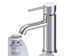 AM.PM Waschtischarmatur mit Klick-Ablaufgarnitur Spike Wasserhahn Bad, Mischbatterie FPA82100 Chrom