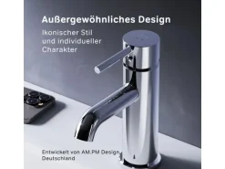 AM.PM Waschtischarmatur mit Klick-Ablaufgarnitur Spike Wasserhahn Bad, Mischbatterie FPA82100 Chrom