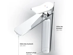 AM.PM Waschtischarmatur mit hohem Auslauf, Waschbecken Armatur, Mischbatterie FXA92000 X-Joy Wasserhahn Bad Chrom