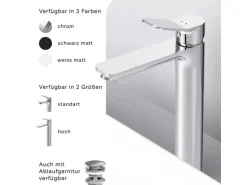 AM.PM Waschtischarmatur mit hohem Auslauf, Waschbecken Armatur, Mischbatterie FXA92000 X-Joy Wasserhahn Bad Chrom