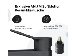 AM.PM Waschtischarmatur mit hohem Auslauf, Waschbecken Armatur, Mischbatterie FXA92022 X-Joy Wasserhahn Bad Schwarz