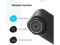 AM.PM Waschtischarmatur mit Klick-Ablaufgarnitur, Waschbecken Armatur, Mischbatterie FTA82222 Hit M-Größe Schwarz