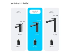 AM.PM Waschtischarmatur mit Klick-Ablaufgarnitur, Waschbecken Armatur, Mischbatterie FTA82222 Hit M-Größe Schwarz
